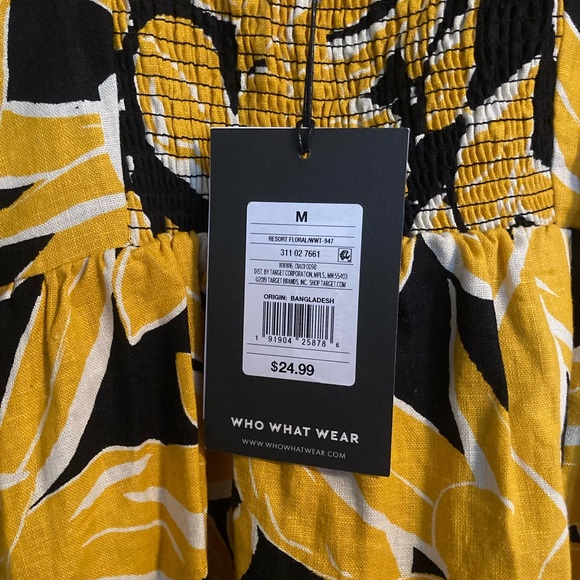 Who What Wear Yellow Black Printed Top M - Picture 3 of 3